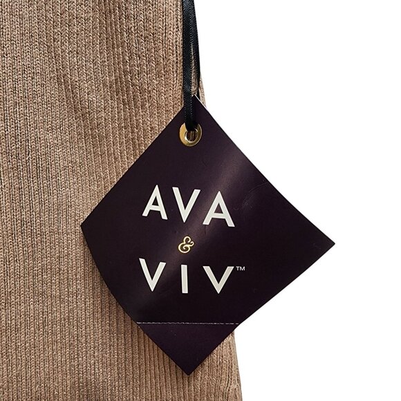 Ava & Viv Tan Ribbed Knit Skirt Size XXL Womens Stretch Waist Soft - Picture 4 of 8